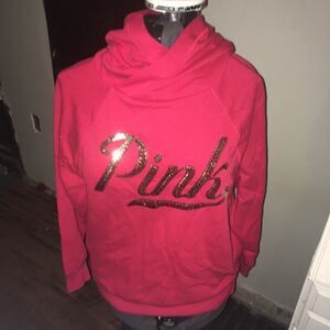 Victoria’s Secret gold sequin, red XS hooded sweatshirt